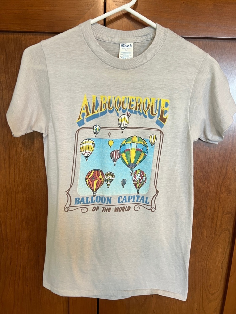 Albuquerque Vintage 80's Balloon Small Capital Graphic Tee - Light Gray